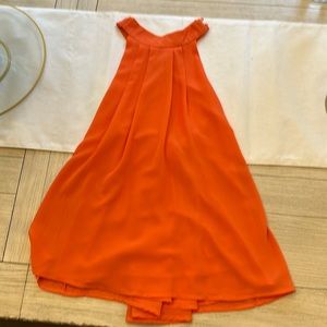 Twist back high neck orange tank